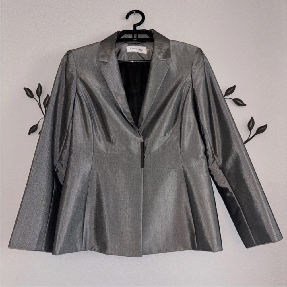 Calvin Klein Women's Metallic Gray Blazer